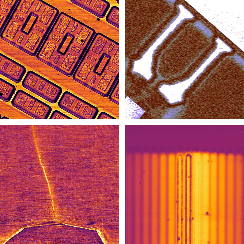 AFM SCM直接电容，快速扫描SCM，掺杂楼梯样品和碳纳米管的图像