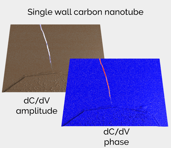 扫描电容显微镜（SCM）of SRAM (Static RAM) single wall carbon nanotube dC/dV amplitude and phase AFM imaging